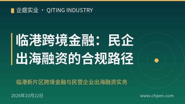 临港跨境金融:民企出海融资的合规路径